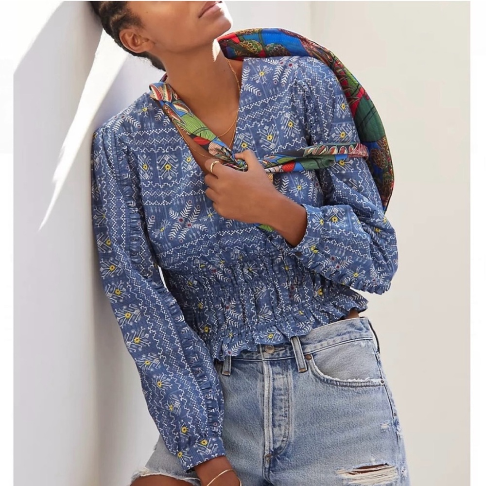 NWOT Forever that girl (Anthropologie) smocked waist top